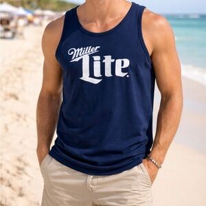 Miller Lite Navy Tank Top. Men’s Sz- 2XL. Licensed | Beer | Vacation | Cotton.